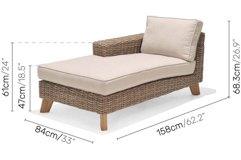 Bahamas Sofa med Armlene Høyre - Beige - Lounge sofa - Utesofa