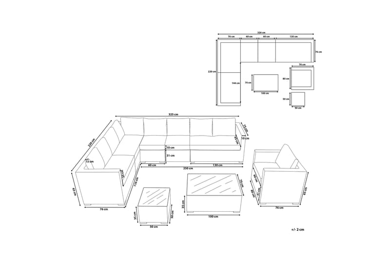 Calizza Loungegruppe Kunstrotting - Brun - Hagemøbler - Loungemøbler - Lounge sofa