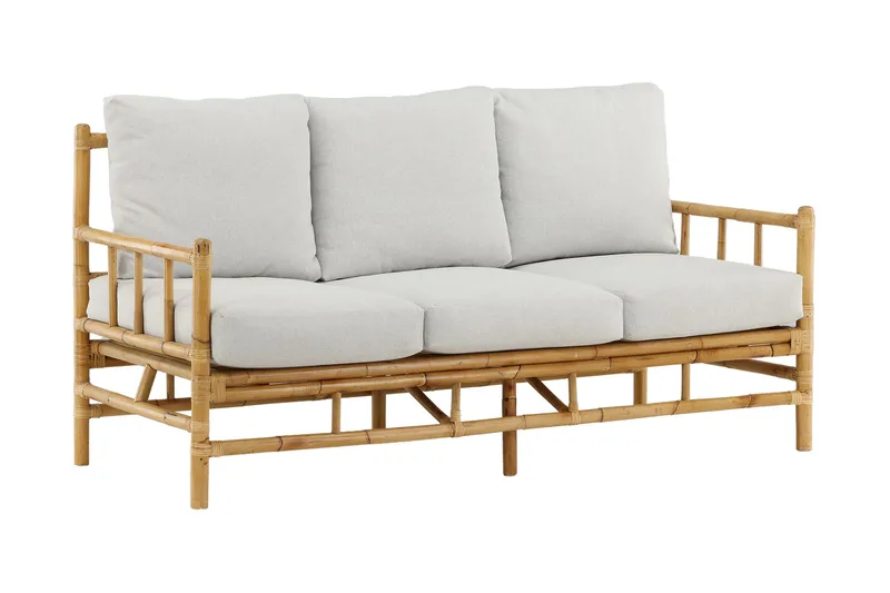 Cane Sofa 3-seters - Brun/Hvit - Hagemøbler - Loungemøbler - Lounge sofa