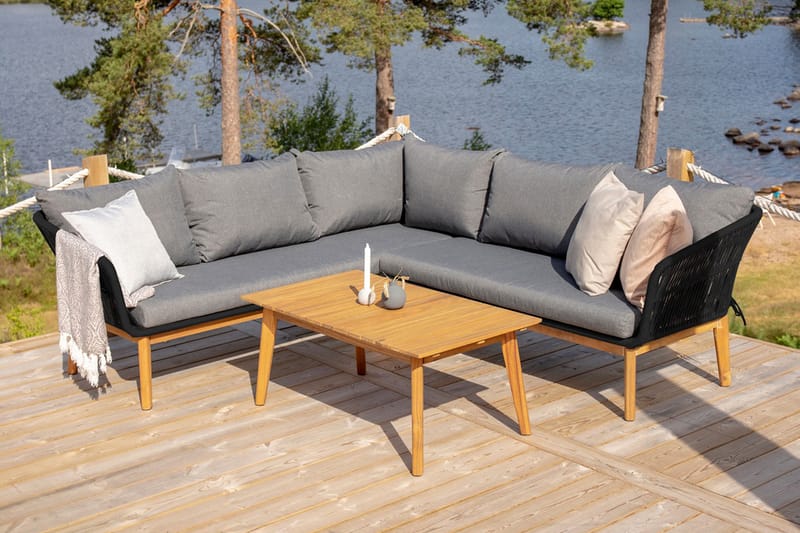 Chania Hjørnesofa Svart - Venture Home - Lounge sofa - Utesofa
