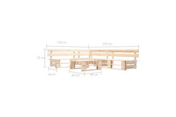 Hagemøbelsett 4 deler tre naturlig - Hagemøbler - Loungemøbler - Lounge sofa