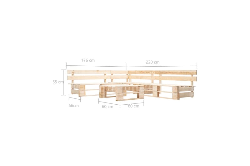 Hagemøbelsett 4 deler tre naturlig - Hagemøbler - Loungemøbler - Lounge sofa