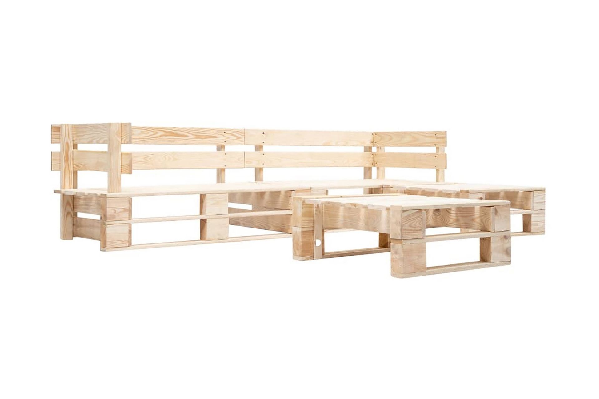 Hagemøbelsett 4 deler tre naturlig - Hagemøbler - Loungemøbler - Lounge sofa