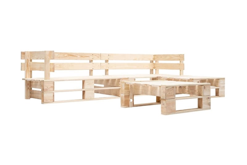 Hagemøbelsett 4 deler tre naturlig - Hagemøbler - Loungemøbler - Lounge sofa