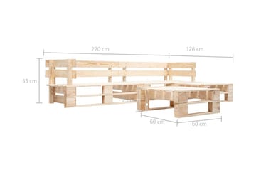 Hagemøbelsett 4 deler tre naturlig - Hagemøbler - Loungemøbler - Lounge sofa