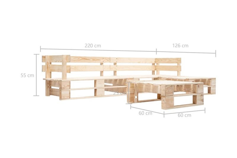 Hagemøbelsett 4 deler tre naturlig - Lounge sofa - Utesofa