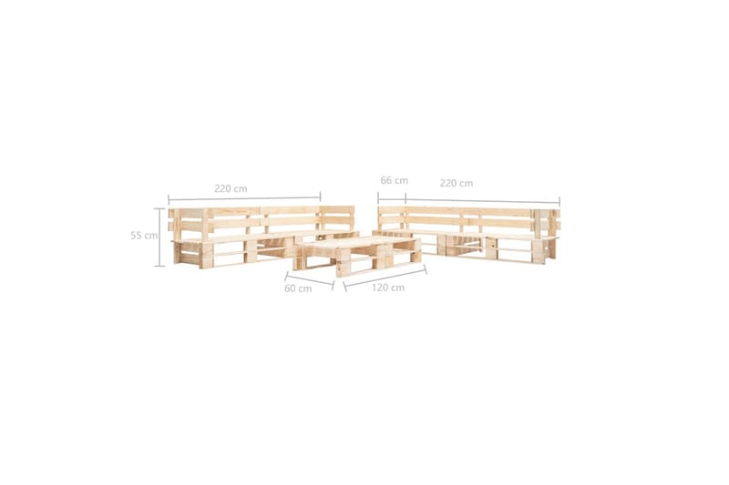 Hagemøbelsett 6 deler tre naturlig - Hagemøbler - Loungemøbler - Lounge sofa