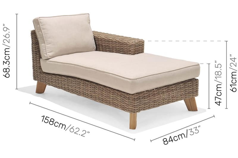 hamas Sofa med Armlene Venstre - Beige - Lounge sofa - Utesofa