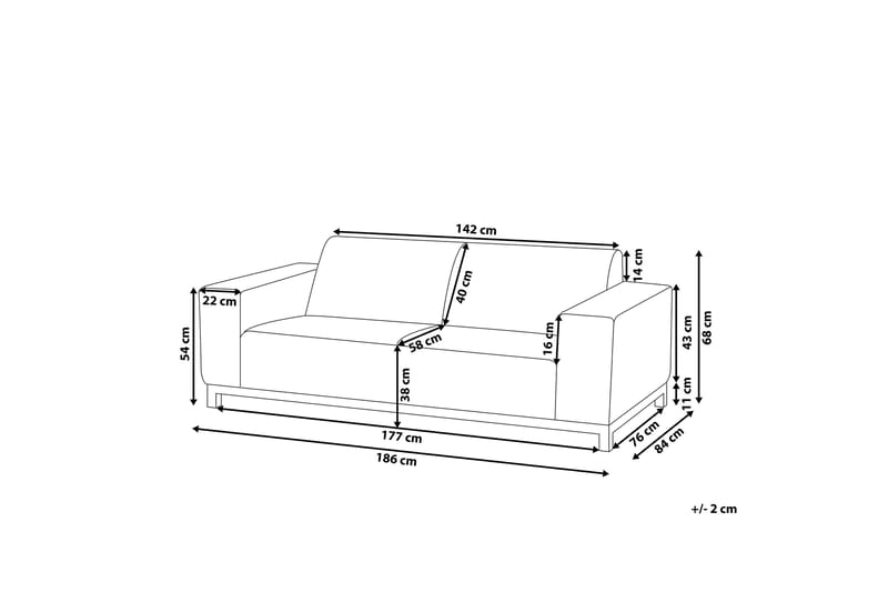 Hughen 3-seters Sofa - Beige / Svart - Hagemøbler - Loungemøbler - Lounge sofa