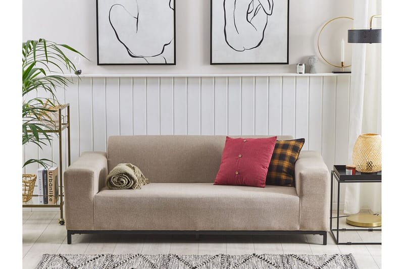 Hughen 3-seters Sofa - Beige / Svart - Hagemøbler - Loungemøbler - Lounge sofa