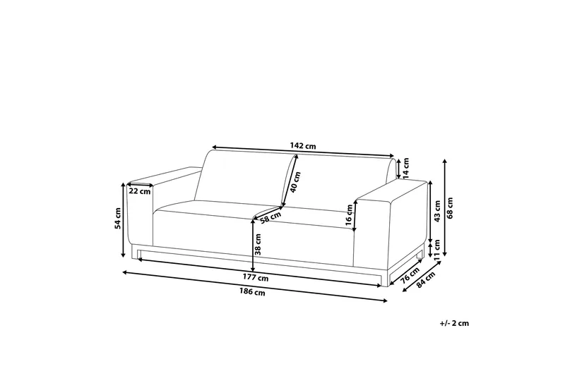 Hughen 3-seters Sofa - Beige / Svart - Hagemøbler - Loungemøbler - Lounge sofa