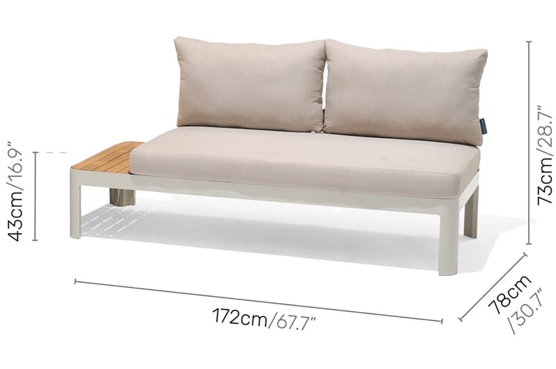 Portals 2-seter Sofa - Hvit/Tre - Lounge sofa - Balkongsofaer - Utesofa