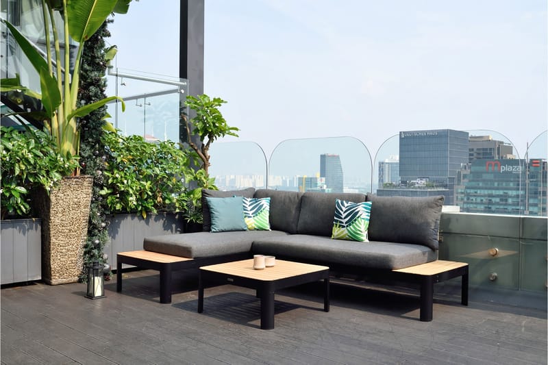 Portals 2-seter Sofa - Svart/Tre - Hagemøbler - Loungemøbler - Lounge sofa