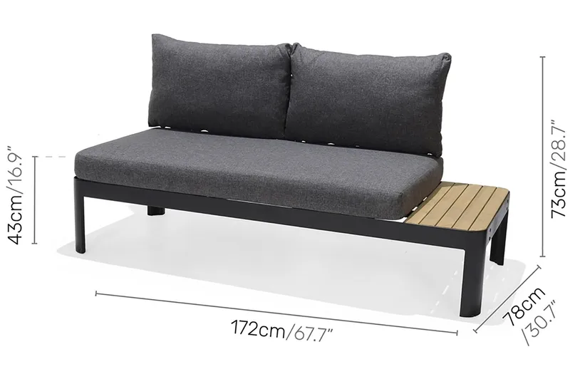 Portals 2-seter Sofa - Svart/Tre - Hagemøbler - Loungemøbler - Lounge sofa