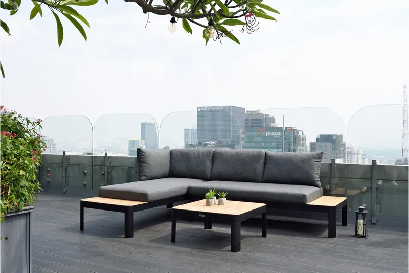 Portals 2-seter Sofa - Svart/Tre - Hagemøbler - Loungemøbler - Lounge sofa