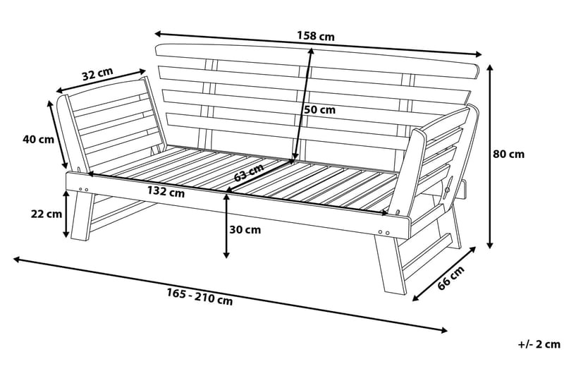 Portici Sofa 210 cm - Tre / Natur - Hagemøbler - Loungemøbler - Lounge sofa