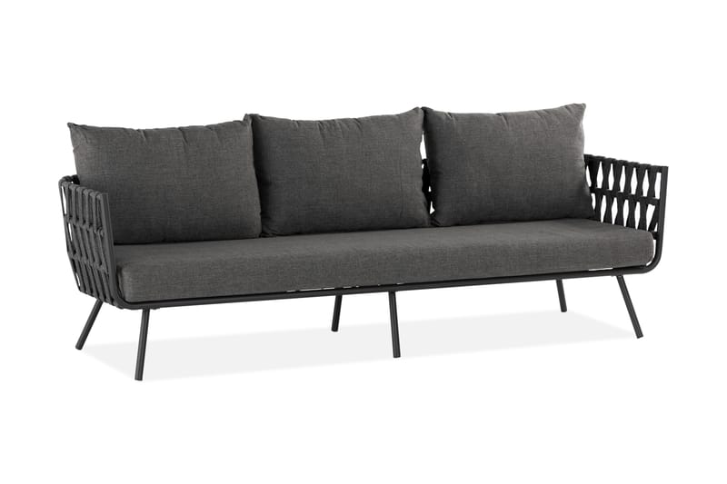 Sandina 3-seters Sofa - Tau/Svart/Grå - Hagemøbler - Loungemøbler - Lounge sofa