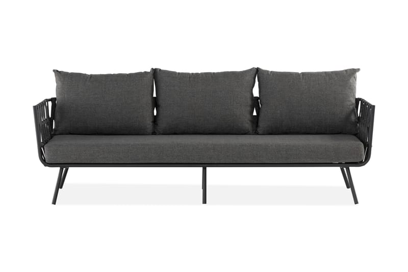 Sandina 3-seters Sofa - Tau/Svart/Grå - Hagemøbler - Loungemøbler - Lounge sofa
