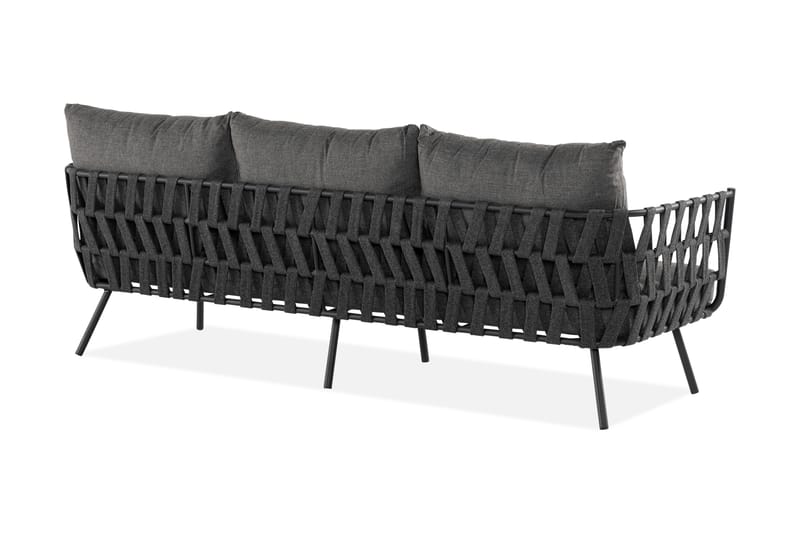 Sandina 3-seters Sofa - Tau/Svart/Grå - Hagemøbler - Loungemøbler - Lounge sofa