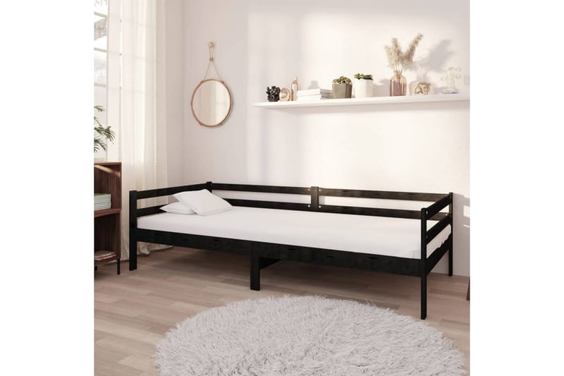 Sengeramme svart heltre furu 90x200 cm - Svart - Utesofa - Lounge sofa