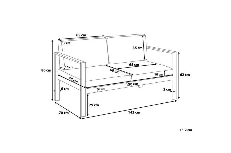 Tirrena Sofa 142 cm - Grå - Hagemøbler - Loungemøbler - Lounge sofa