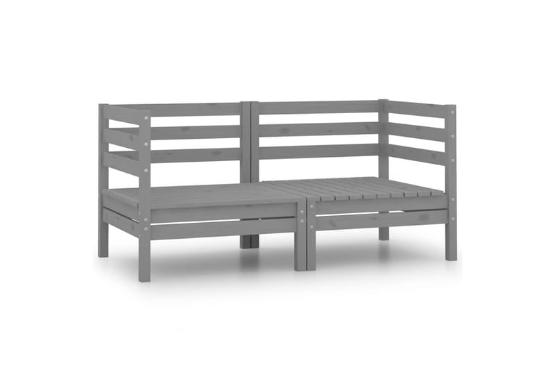 Utendørs hjørnesofaer 2 stk heltre furu grå - Grå - Hagemøbler - Loungemøbler - Lounge sofa