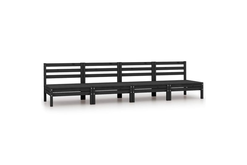 Utendørs midtsofaer 4 stk heltre furu svart - Svart - Hagemøbler - Loungemøbler - Lounge sofa