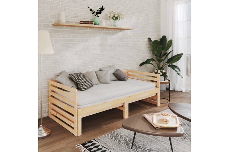 Uttrekkbar sengeramme heltre furu 2x(90x200) cm - Brun - Hagemøbler - Loungemøbler - Lounge sofa