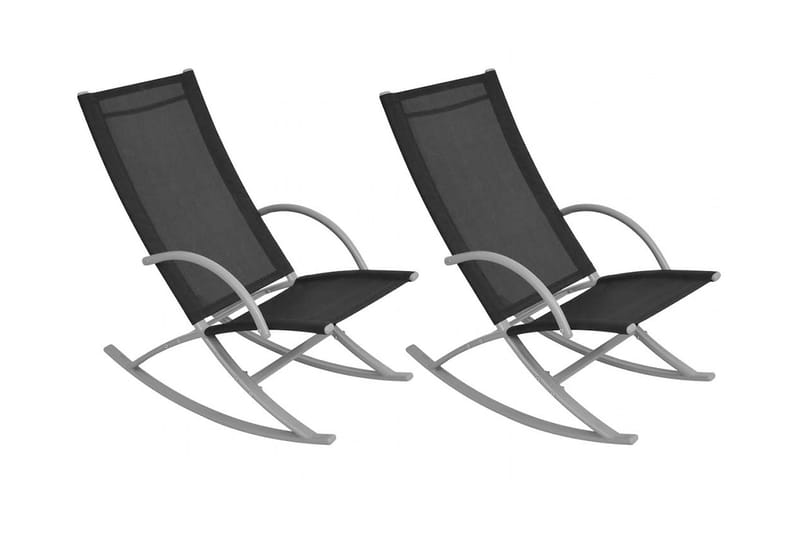 Gyngestoler for hage 2 stk stål og textilene svart - Svart - Hagemøbler - Loungemøbler - Loungestol ute