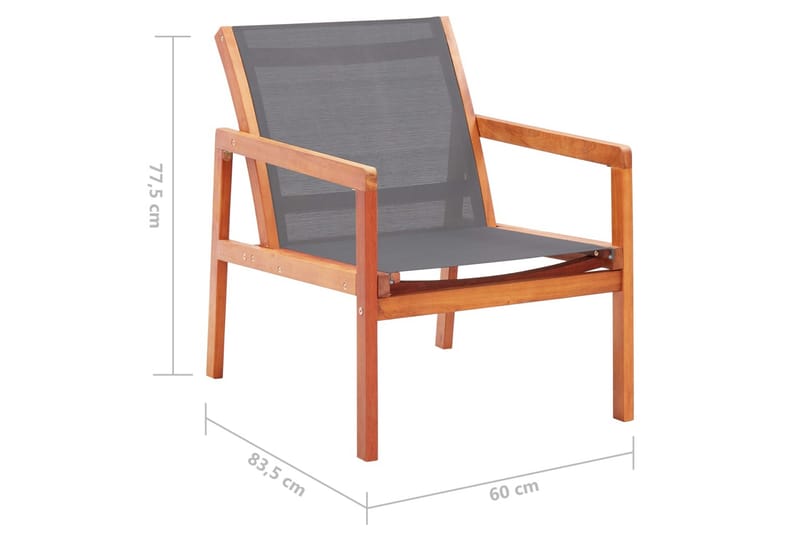 Utendørs lenestol grå heltre eukalyptus & textilene - Loungestol ute - Utelenestoler