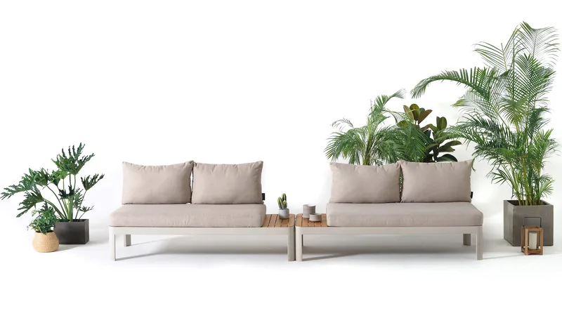 Portals Modulsett Utendørs 2× 2-seter sofaer, Korallsand