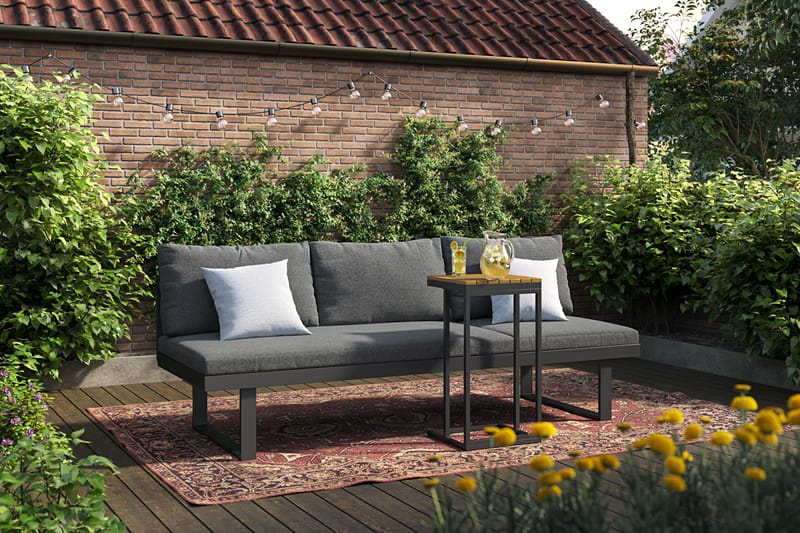 Samira Utesofa med sofabord – Solseng i aluminium - Grå - Hagemøbler - Loungemøbler - Lounge sofa