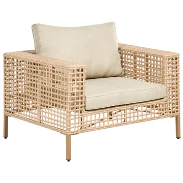 Sofagruppe utendørs med bord 4-seter Calasetta høyrevendt kunstrotting - Beige - Hagemøbler - Loungemøbler - Sofagruppe utendørs