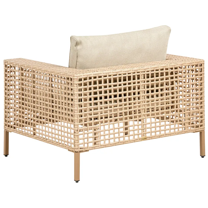 Sofagruppe utendørs med bord 4-seter Calasetta høyrevendt kunstrotting - Beige - Hagemøbler - Loungemøbler - Sofagruppe utendørs