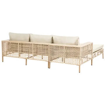 Sofagruppe utendørs med bord 4-seter Calasetta høyrevendt kunstrotting - Beige - Hagemøbler - Loungemøbler - Sofagruppe utendørs