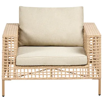 Sofagruppe utendørs med bord 4-seter Calasetta høyrevendt kunstrotting - Beige - Hagemøbler - Loungemøbler - Sofagruppe utendørs
