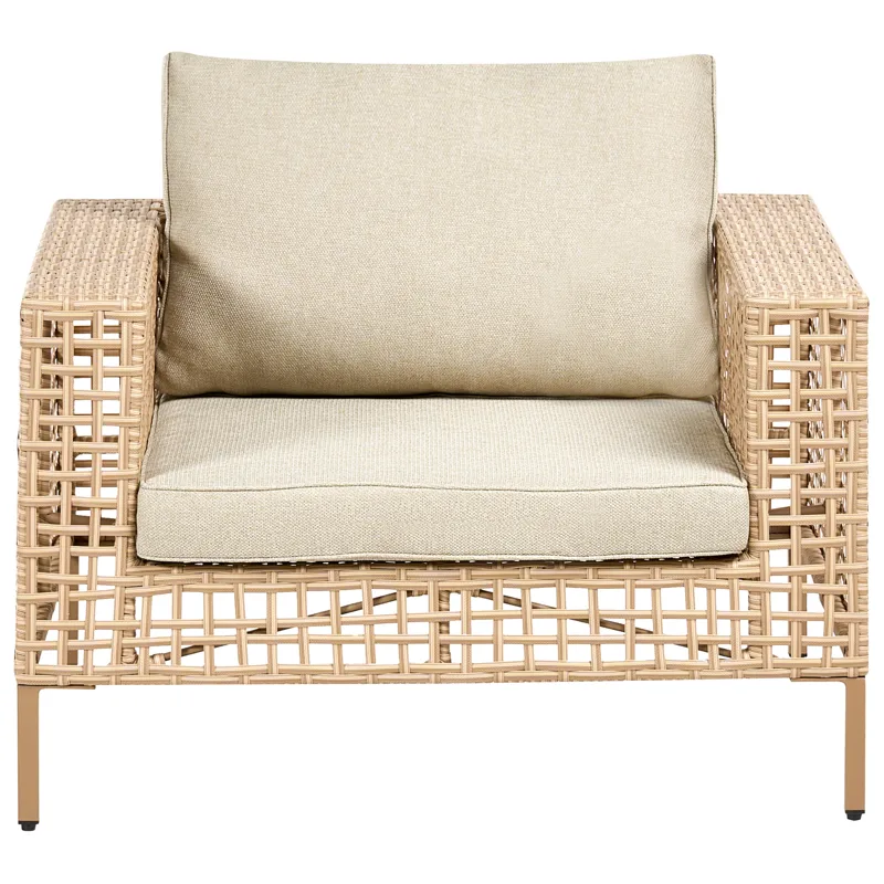 Sofagruppe utendørs med bord 4-seter Calasetta høyrevendt kunstrotting - Beige - Hagemøbler - Loungemøbler - Sofagruppe utendørs