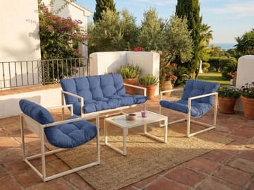 Sofagruppe utendørs med bord 4-seter Garda - Blå/Hvit - Hagemøbler - Loungemøbler - Sofagruppe utendørs