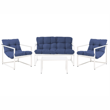 Sofagruppe utendørs med bord 4-seter Garda - Blå/Hvit - Hagemøbler - Loungemøbler - Sofagruppe utendørs