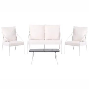 Sofagruppe utendørs med bord 4-seter Ustica - Hvit/Svart - Hagemøbler - Loungemøbler - Sofagruppe utendørs