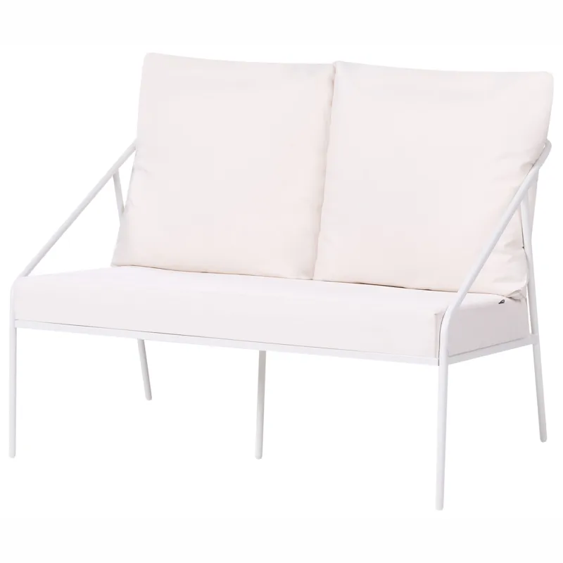 Sofagruppe utendørs med bord 4-seter Ustica - Hvit/Svart - Hagemøbler - Loungemøbler - Sofagruppe utendørs
