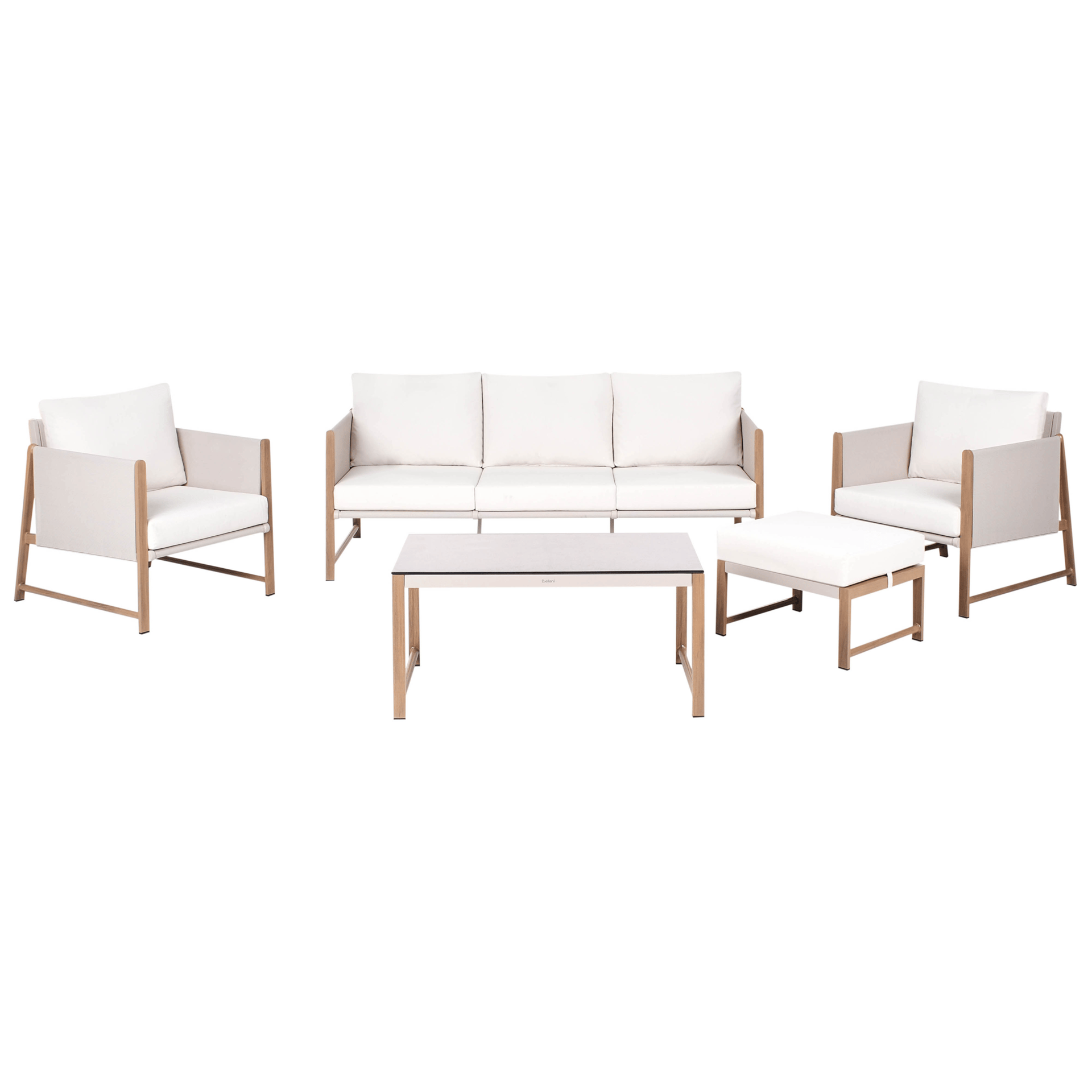 Sofagruppe utendørs med bord og fotskammel 5-seter Nola - Beige/Brun