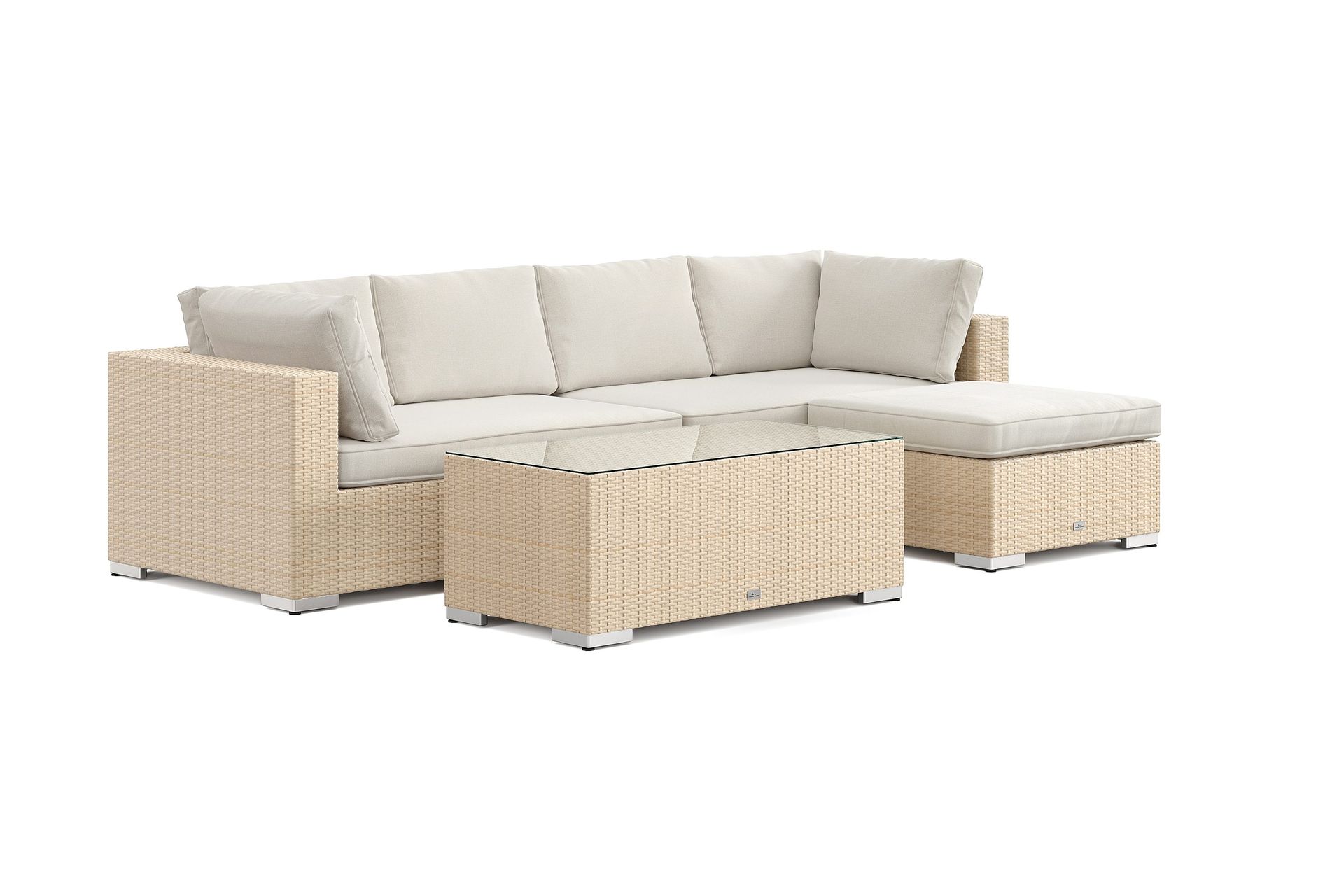 Bahamas utendørs divansofa 5-seters med vendbar divan og bord - Beige