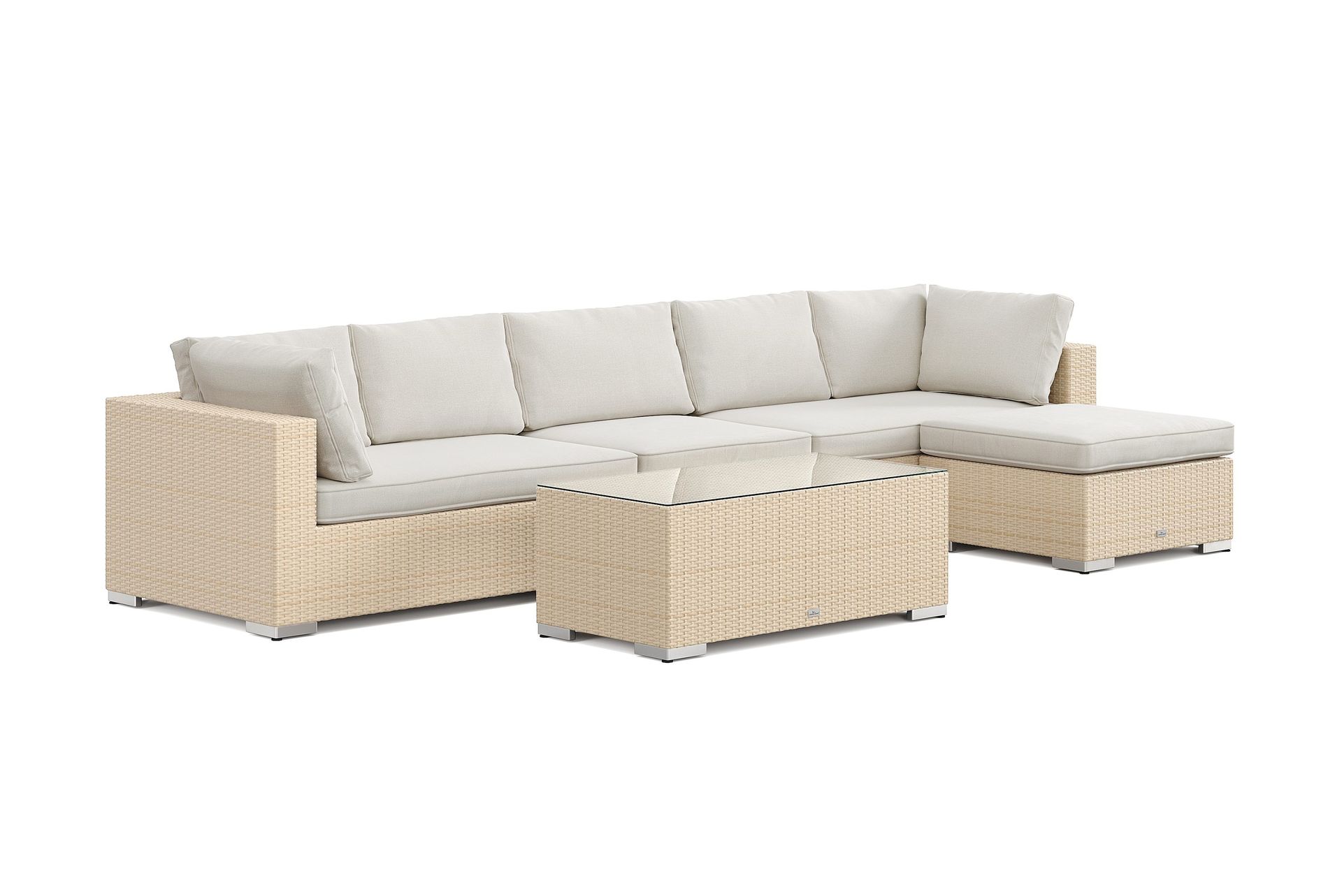 Bahamas utendørs divansofa 6-seters med vendbar divan og bord - Beige