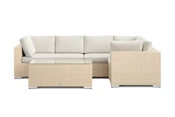 Bahamas utendørs hjørnesofa 5-seters vendbar med bord - Beige - Hagemøbler - Loungemøbler - Sofagruppe utendørs