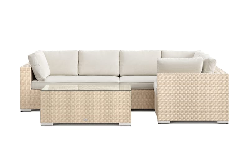 Bahamas utendørs hjørnesofa 5-seters vendbar med bord - Beige - Hagemøbler - Loungemøbler - Sofagruppe utendørs
