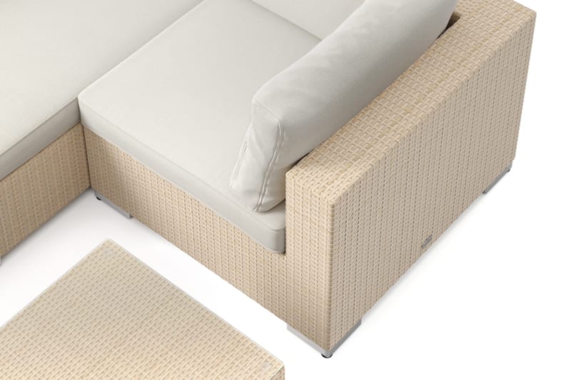 Bahamas utendørs hjørnesofa 5-seters vendbar med bord - Beige - Hagemøbler - Loungemøbler - Sofagruppe utendørs