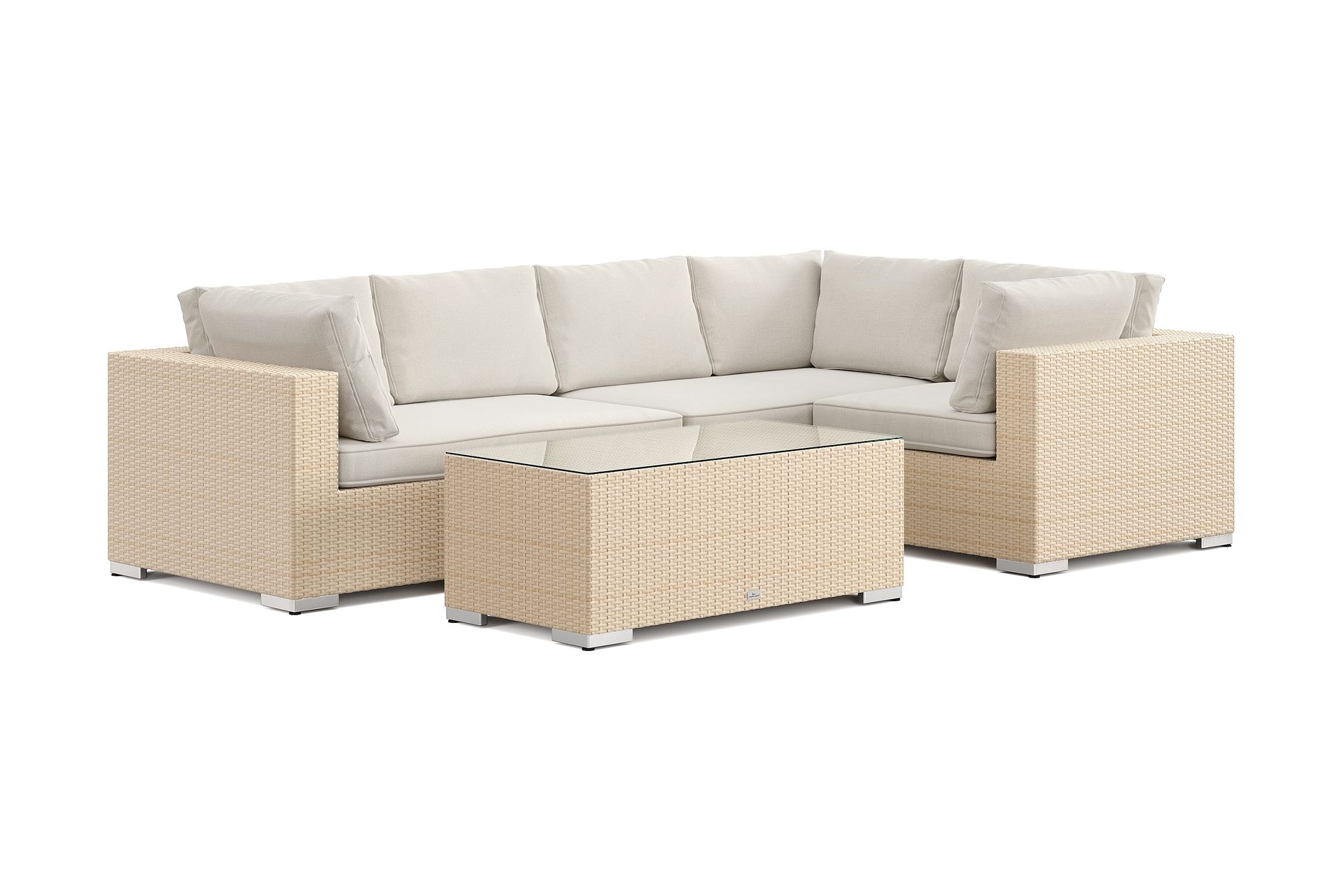Bahamas utendørs hjørnesofa 5-seters vendbar med bord - Beige