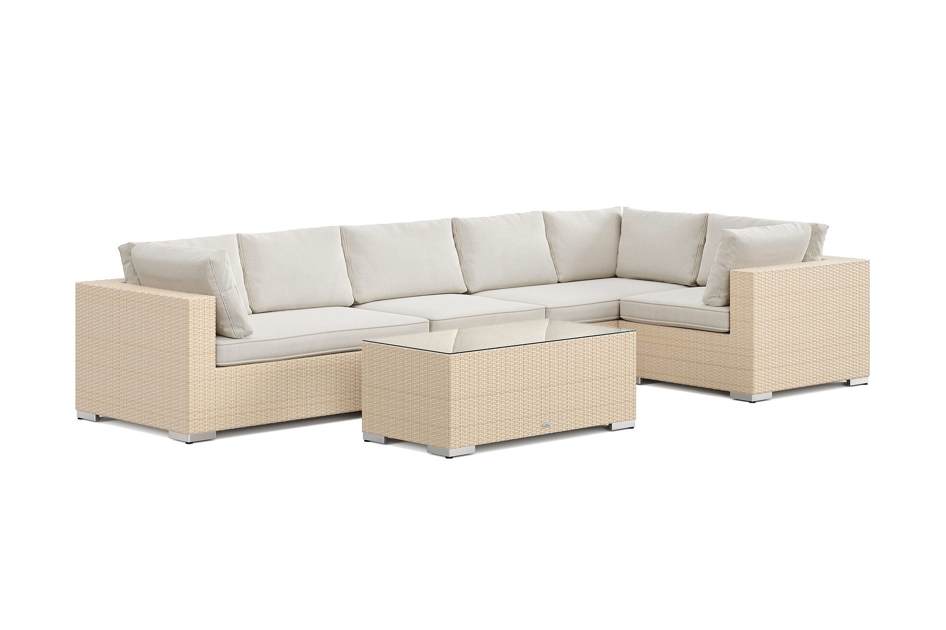 Bahamas utendørs hjørnesofa 6-seters vendbar med bord - Beige
