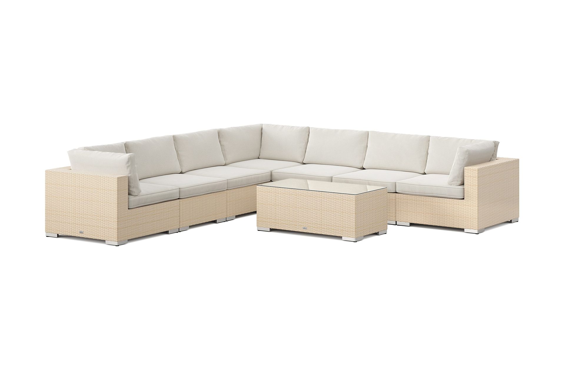 Bahamas utendørs hjørnesofa 7-seters vendbar med bord - Beige